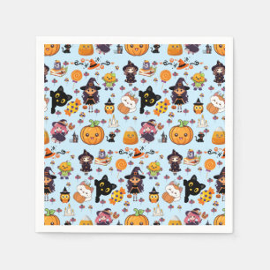 Adorable Funny Kawaii Halloween Pattern Napkin
