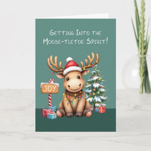 Adorable Funny Moose Christmas Card