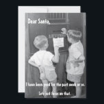 Adorable funny vintage Christmas greeting Holiday Card<br><div class="desc">Dear Santa: I have been good for the past week or so. Lets just focus on that. - funny Christmas card.Vintage image of cute little boys with Christmas stocking.Merry Christmas greeting.</div>