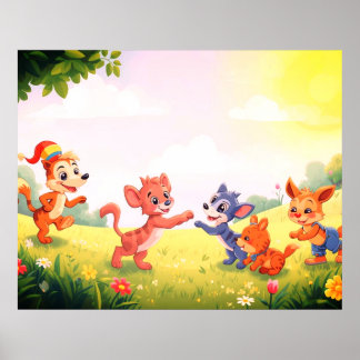 Adorable Furry Animals for Your Little Ones Wall  Poster