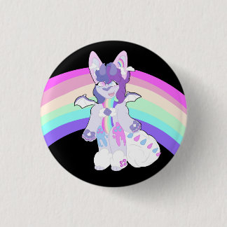 Adorable Furry Character Rainbow 3 Cm Round Badge