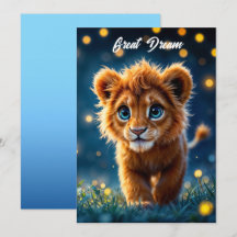 Adorable furry lion cub with sparkling eyes