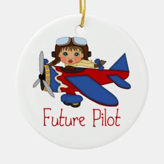Adorable Future Pilot, Helicopter Pilot  - GIRLS Ceramic Tree Decoration