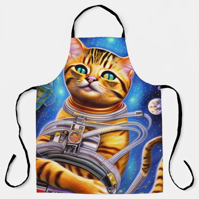 Adorable Futuristic Astronaut Cat  Apron (Front)