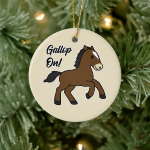 Adorable Gallop On! Happy Foal Kawaii Horse Design Ceramic Tree Decoration