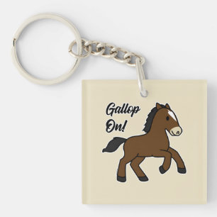 Adorable Gallop On! Happy Foal Kawaii Horse Design Key Ring