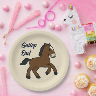 Adorable Gallop On! Happy Foal Kawaii Horse Design Paper Plate