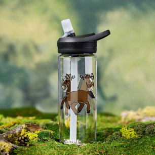 Adorable Gallop On! Happy Foal Kawaii Horse Design Water Bottle