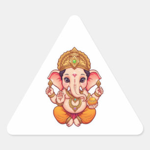 Adorable Ganpati Bappa – Chibi Style Ganesha with  Triangle Sticker
