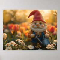 Adorable Garden Gnome with Watering Can