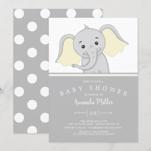 Adorable Gender Neutral Elephant Baby Shower Invitation