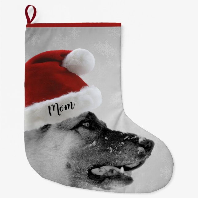 Adorable German Shepherd Christmas Stocking (Front)