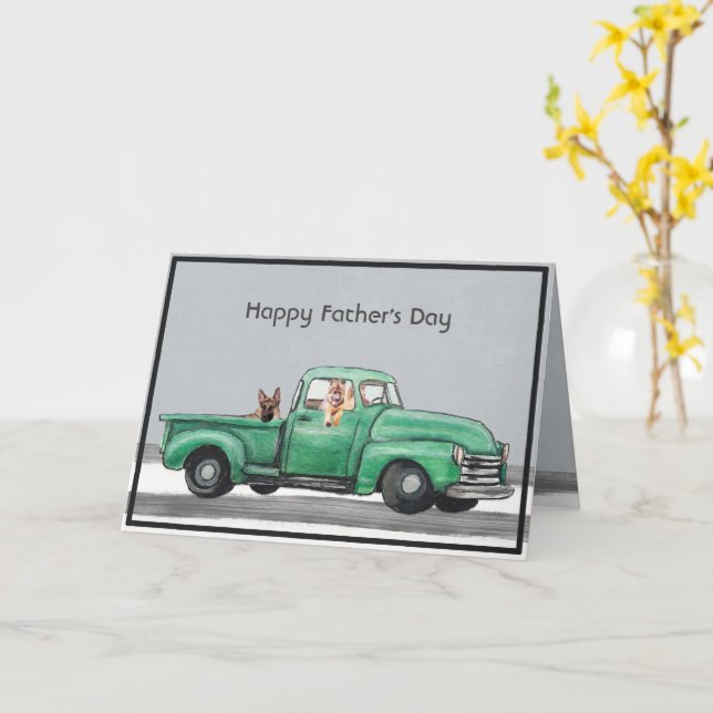 Adorable German Shepherd Father's Day Card (Yellow Flower)