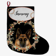 Adorable German Shepherd in Holiday Wreath