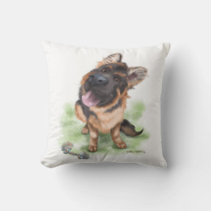Adorable German Shepherd Puppy Cartoon Cushion