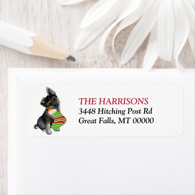 Adorable German Shepherd Puppy Return Address (Insitu)