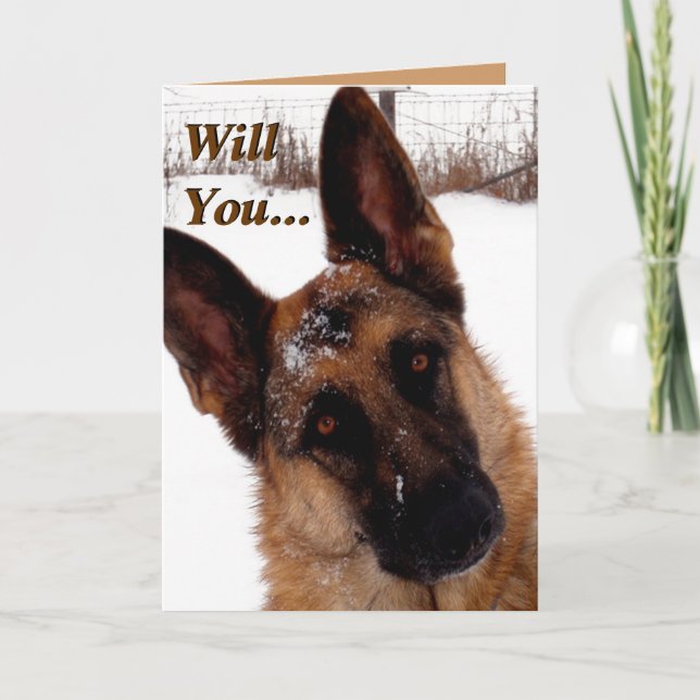 Adorable German Shepherd Valentine's Day Card (Front)