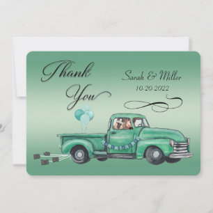 Adorable German Shepherds in Vintage Pickup Truck Thank You Card