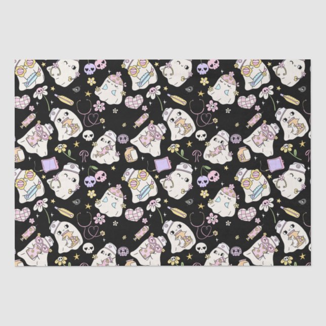Adorable Ghost Cartoon Design Tissue Paper (Front)
