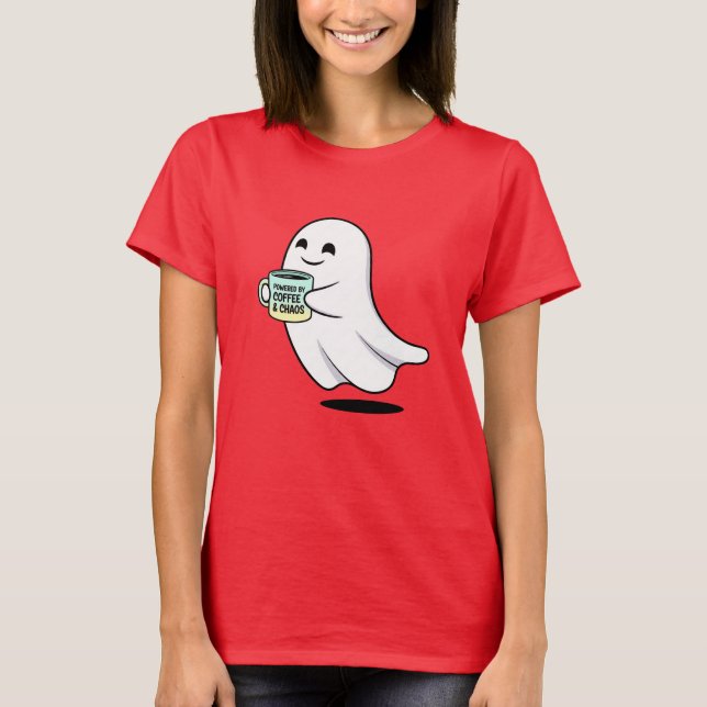 Adorable Ghost Cute Halloween Illustration T-Shirt (Front)