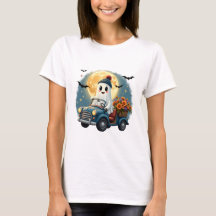 Adorable Ghost Driving Car Halloween Design with F