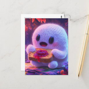 Adorable Ghost eating Toast and Jam Postcard
