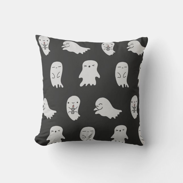 Adorable Ghost Expressions Pattern Cushion (Front)
