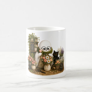Adorable Ghost Working in Cosy Flower Shop Coffee Mug