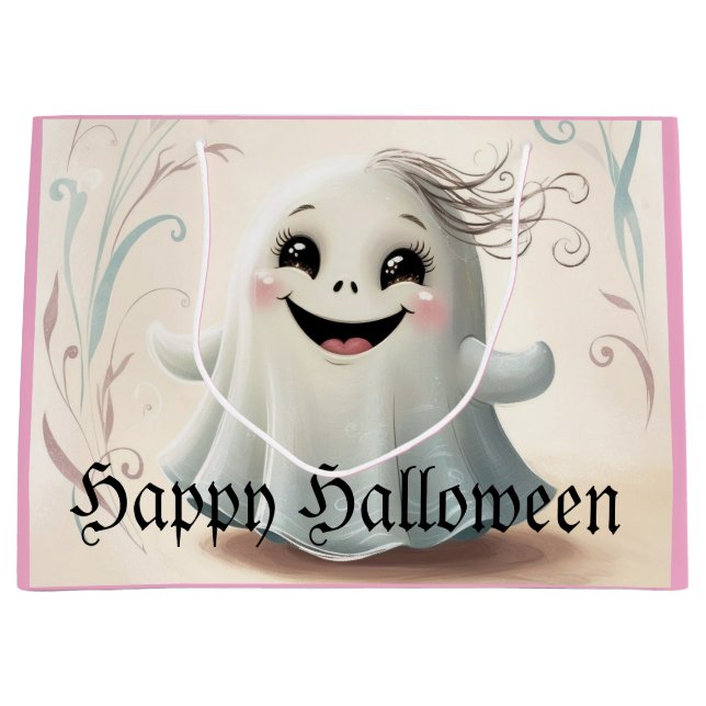 Adorable Ghostly Friend Halloween Design  Large Gift Bag (Front)