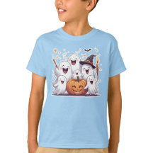 Adorable Ghosts & Pumpkin Kids Halloween T-Shirt –