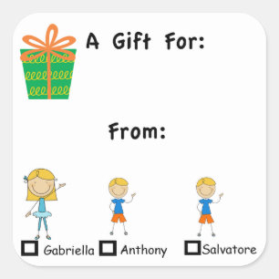 Adorable Gift Tag With Kids Names Sticker