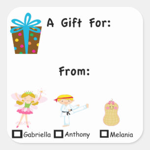 Adorable Gift Tag With Kids Names Sticker