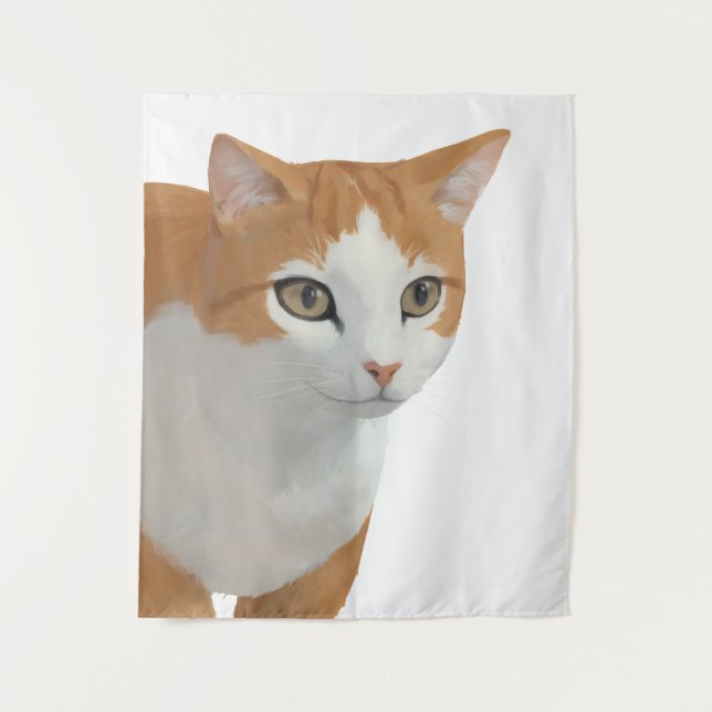 Adorable Ginger Cat Art Tapestry (Front)