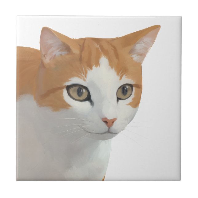 Adorable Ginger Cat Art Tile (Front)