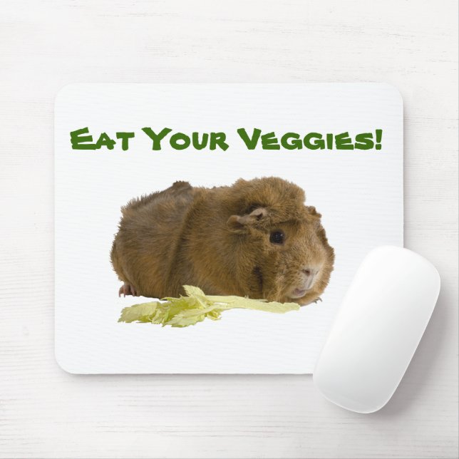 Adorable Ginger Guinea Pig Pet Eating Celery Photo Mouse Mat (With Mouse)