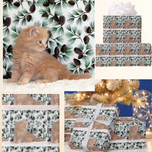 Adorable Ginger Kitten - Cat Christmas  Wrapping Paper (Creator Uploaded)