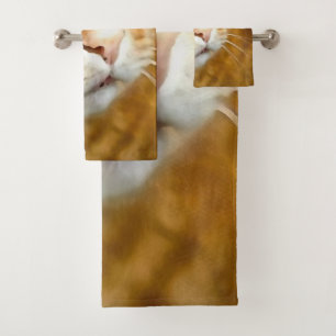Adorable Ginger Tabby Cat Posing Pet Portrait Bath Towel Set