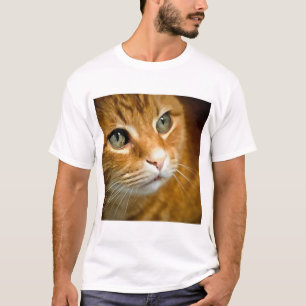 Adorable Ginger Tabby Cat Posing Pet Portrait T-Shirt