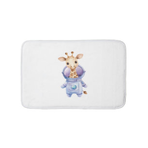 Adorable Giraffe Astronaut Illustration Classic T- Bath Mat