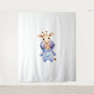 Adorable Giraffe Astronaut Illustration Classic T- Tapestry