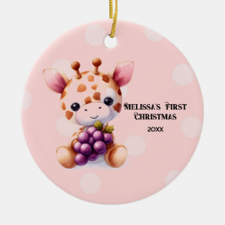 Adorable Giraffe Baby First Christmas Ceramic Tree Decoration