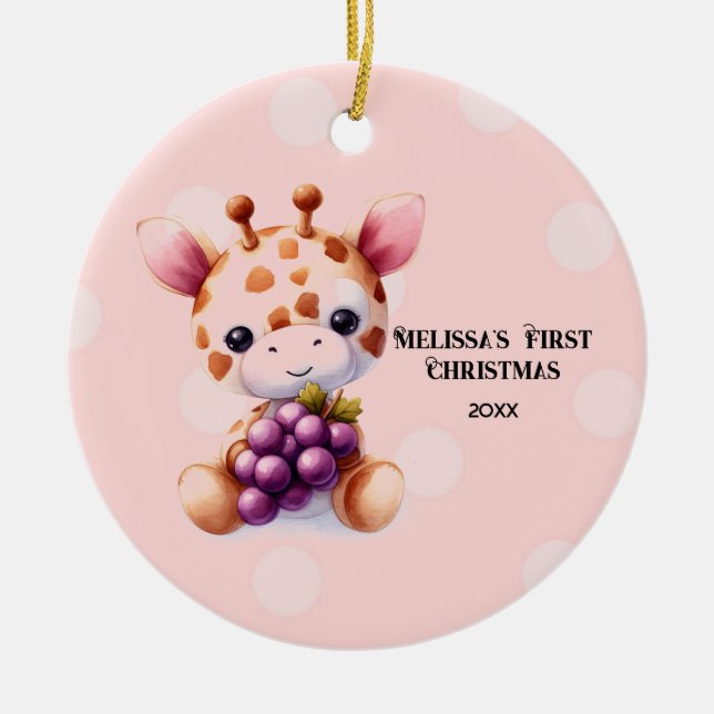 Adorable Giraffe Baby First Christmas Ceramic Tree Decoration (Front)