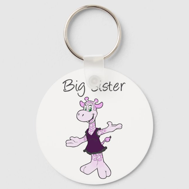 Adorable Giraffe Big Sister Key Ring (Front)