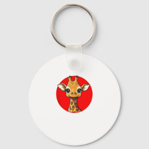 Adorable Giraffe Face Big Eyed Cartoon Art  Key Ring