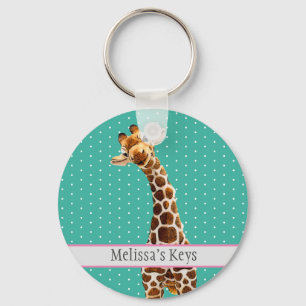 Adorable Giraffe Kid's Animal Cute Pretty Wild Key Ring