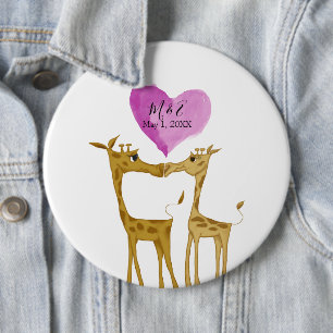 Adorable Giraffe Lovers  6 Cm Round Badge