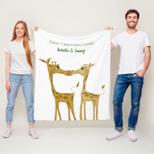 Adorable Giraffe Lovers Fleece Blanket