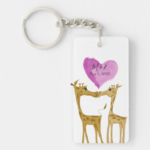 Adorable Giraffe Lovers  Key Ring
