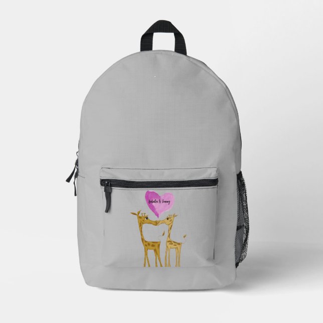 Adorable Giraffe Lovers Printed Backpack (Front)