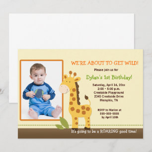 Adorable Giraffe *PHOTO* Birthday 5x7 Invitation